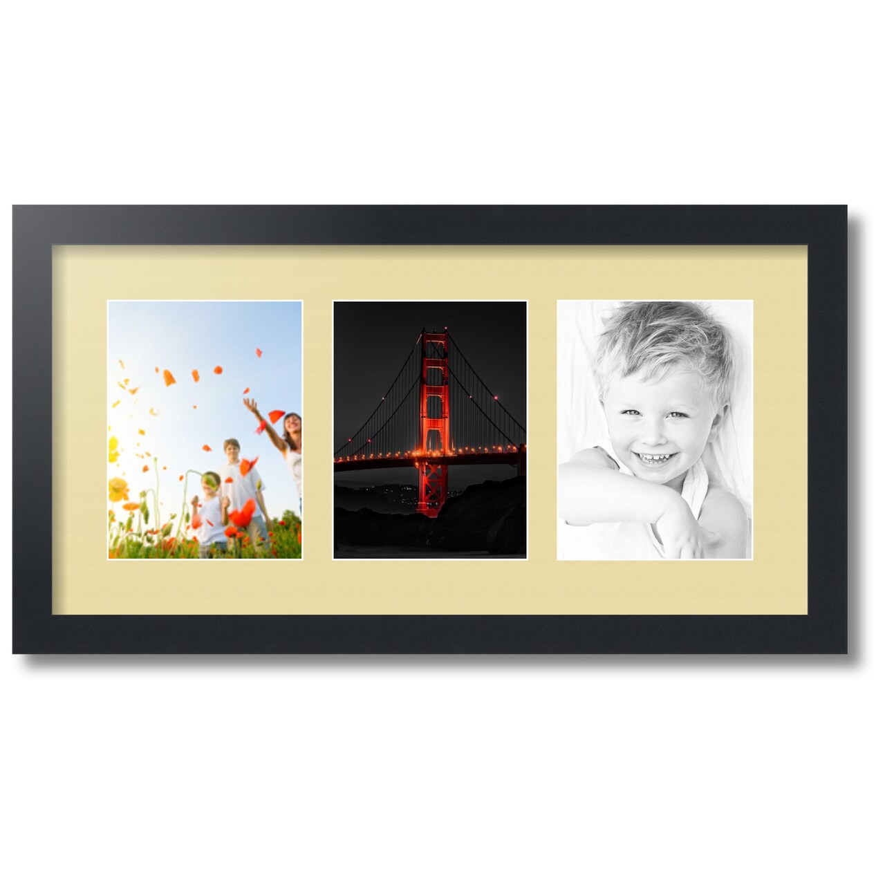 ArtToFrames Collage Photo Picture Frame with 3 - 6x8 inch Openings, Framed in Black with Over 62 Mat Color Options and Plexi Glass (CSM-3926-782)